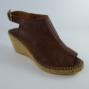 Andre Assous Leather Wedge Shoes, Brown Size EU 37
